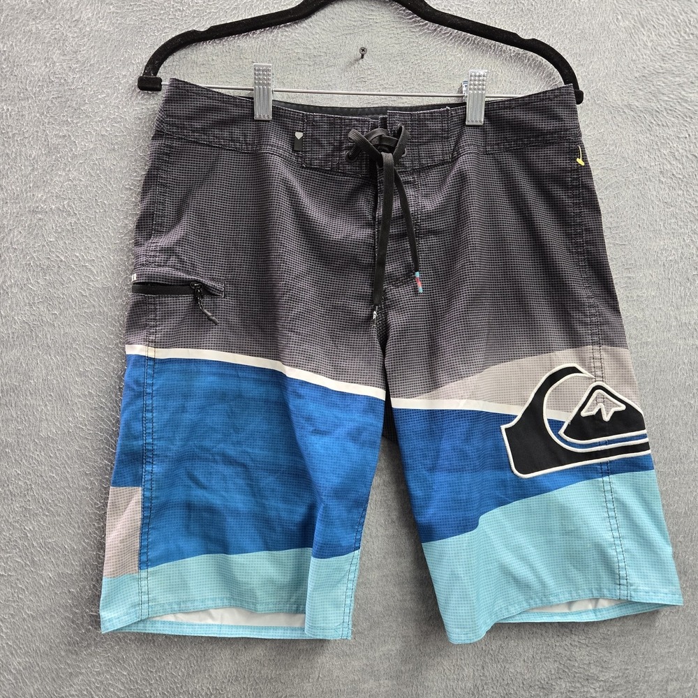 Quiksilver Men Swimwear 28 Gray Blue Light White Black Boardshorts Cargo
